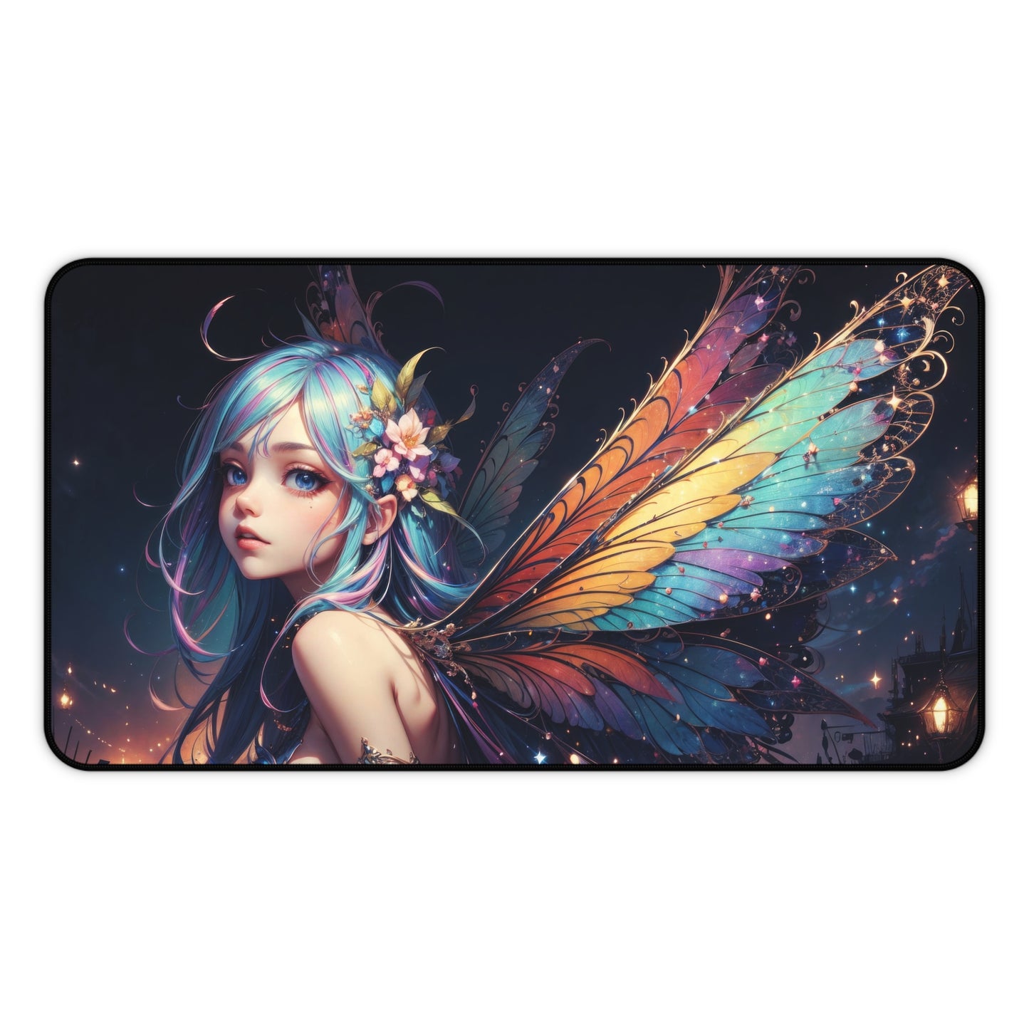 Beautiful Anime Girl Fantasy Rainbow Fairy Desk Mat – Enchanting XL Gaming Mouse Pad by KlickieKeyz