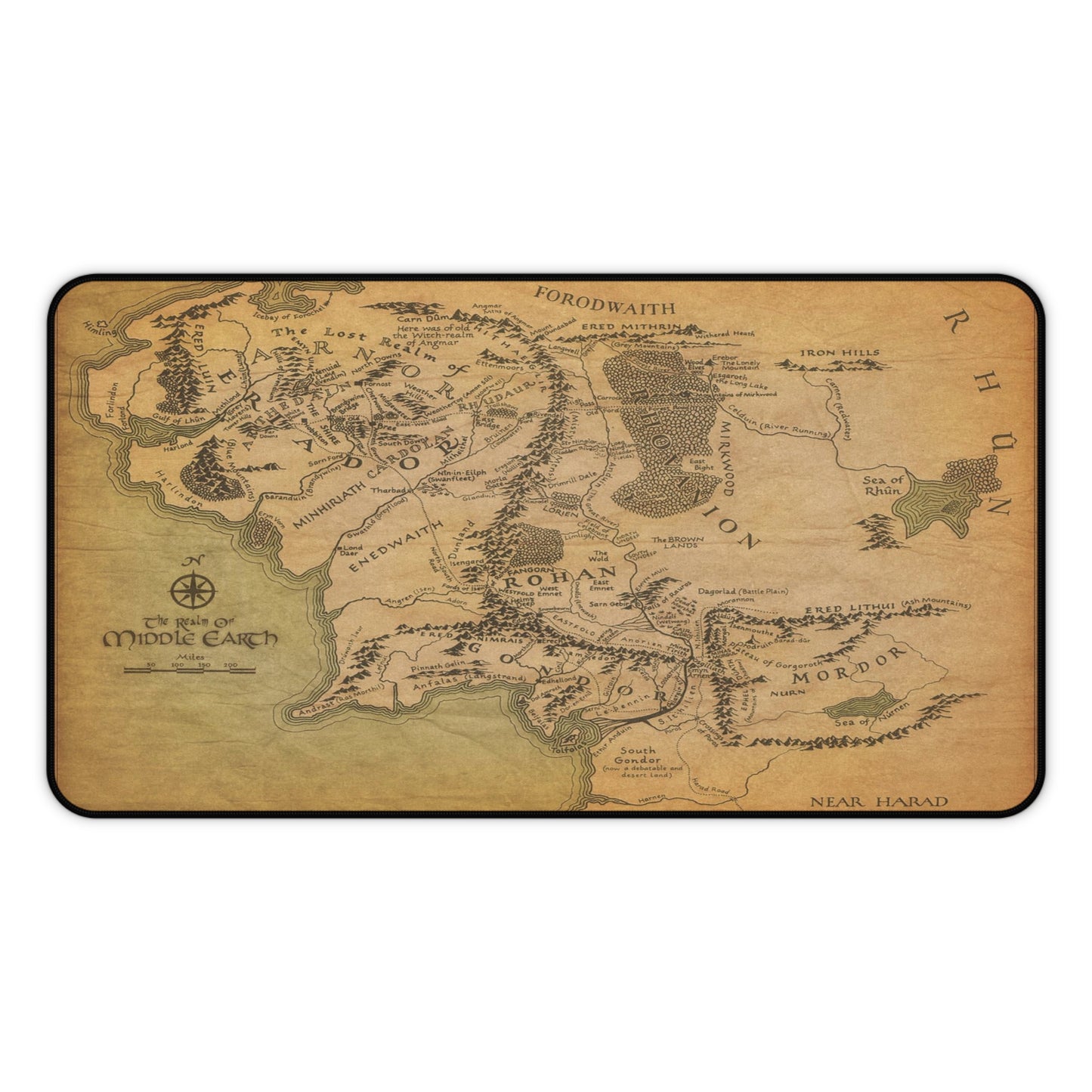 Middle Earth Map Desk Mat – Fantasy Lord of the Rings Desk Mat by KlickieKeyz