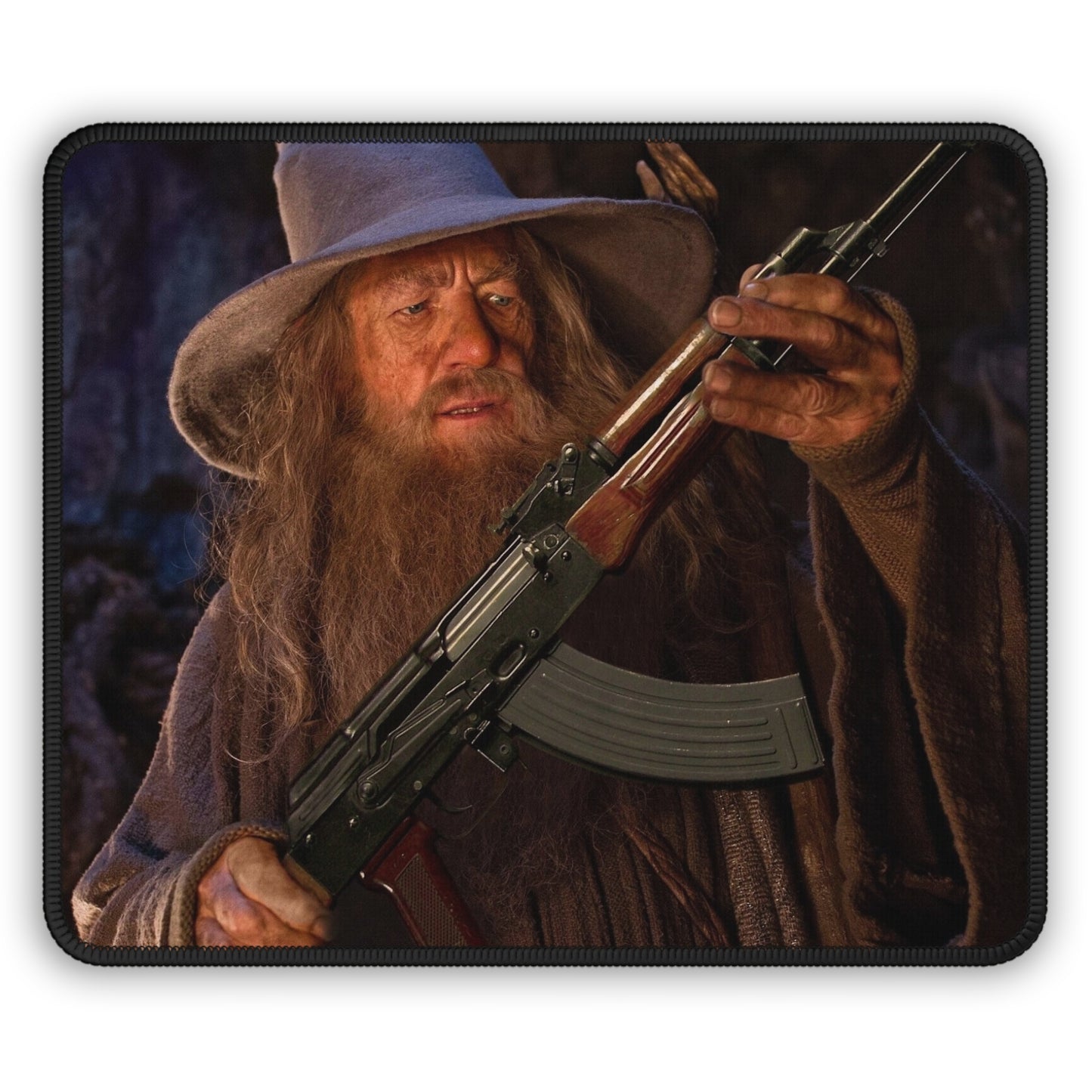 Gandalf AK47 Mouse Pad – Funny LOTR Lord of the Rings "It's of Elvish Make" Mouse Pad by KlickieKeyz