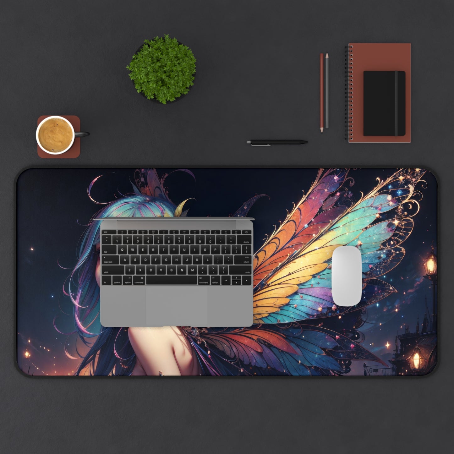Beautiful Anime Girl Fantasy Rainbow Fairy Desk Mat – Enchanting XL Gaming Mouse Pad by KlickieKeyz