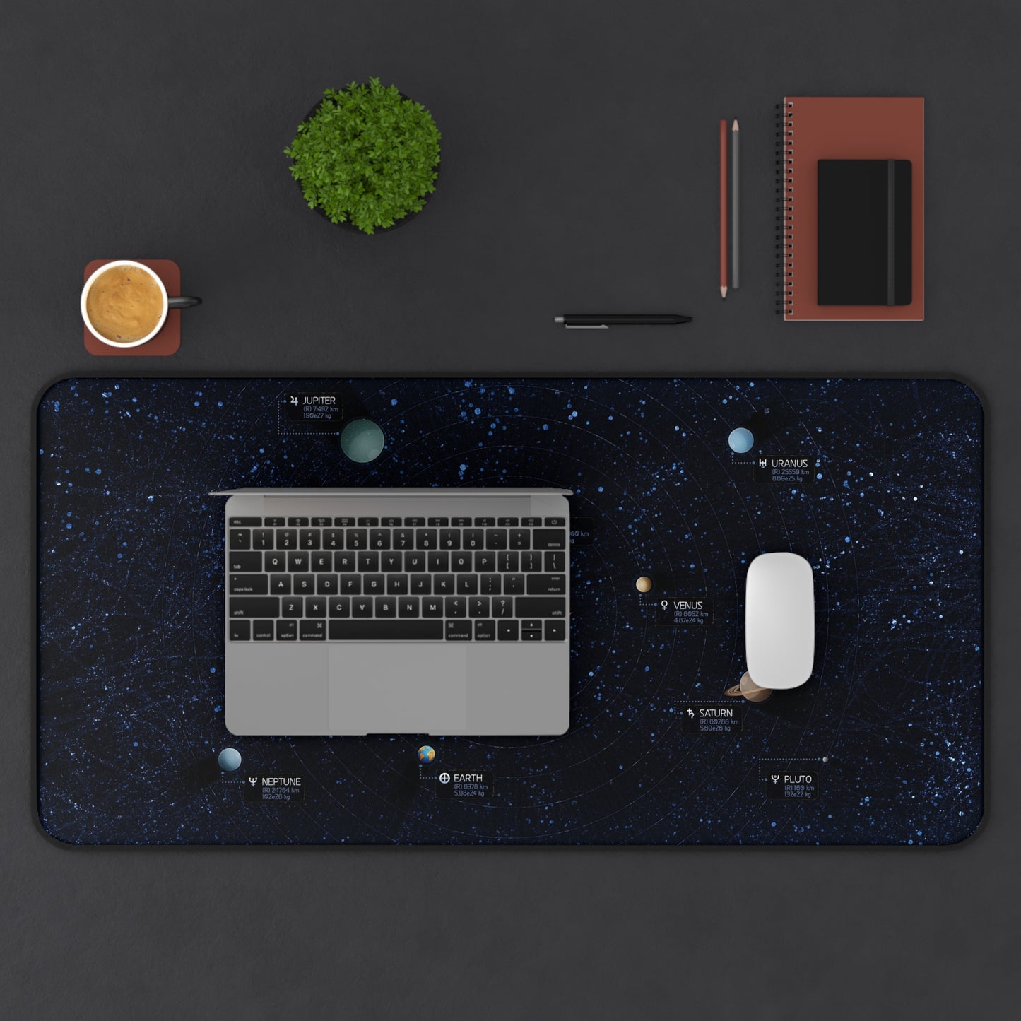 Deep Space Darkness and Tranquility Desk Mat – Cosmic Desk Accessory for Work or Gaming by KlickieKeyz