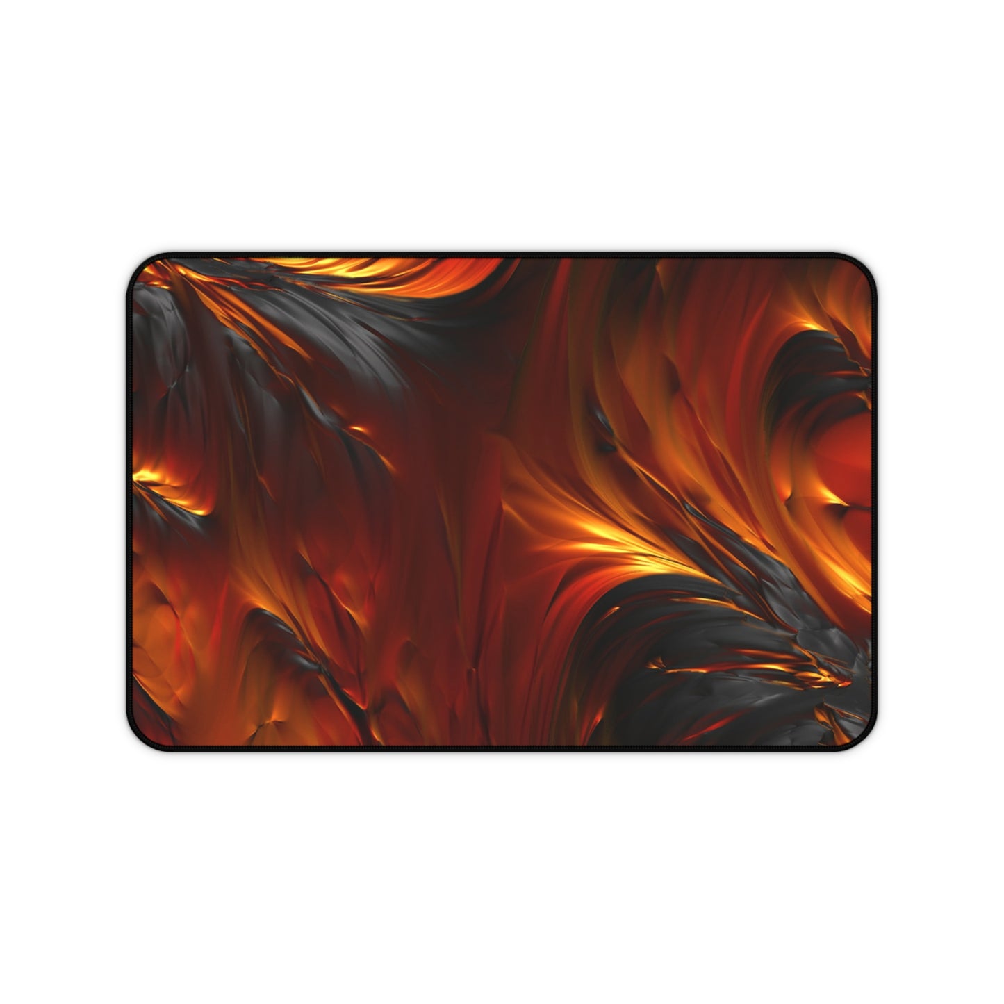 Abstract Orange & Black Lava Flow Desk Mat – Fiery Molten Elegance Desk Mat by KlickieKeyz