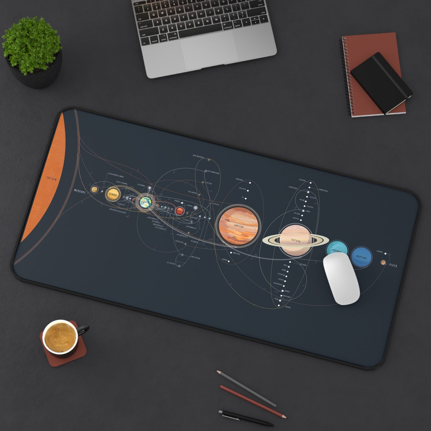 Deep Space Educational Planetary Orbit Desk Mat – Cosmic Desk Accessory for Work or Gaming by KlickieKeyz