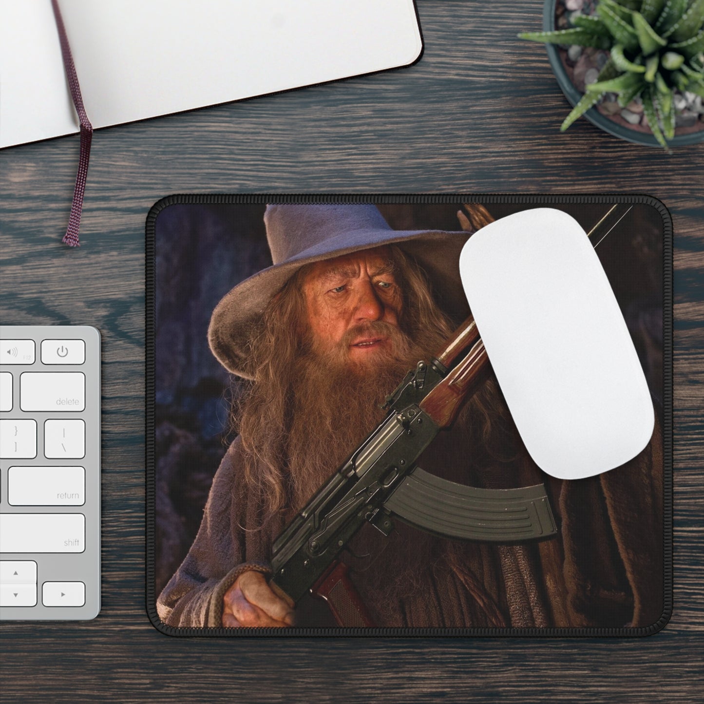 Gandalf AK47 Mouse Pad – Funny LOTR Lord of the Rings "It's of Elvish Make" Mouse Pad by KlickieKeyz