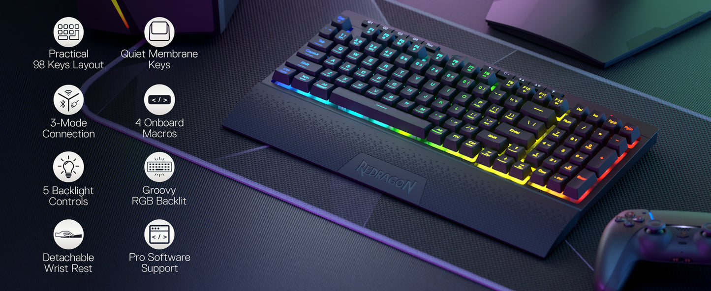 Redragon SHIVA K515 Wireless – Membrane Gaming Keyboard hosted by KlickieKeyz
