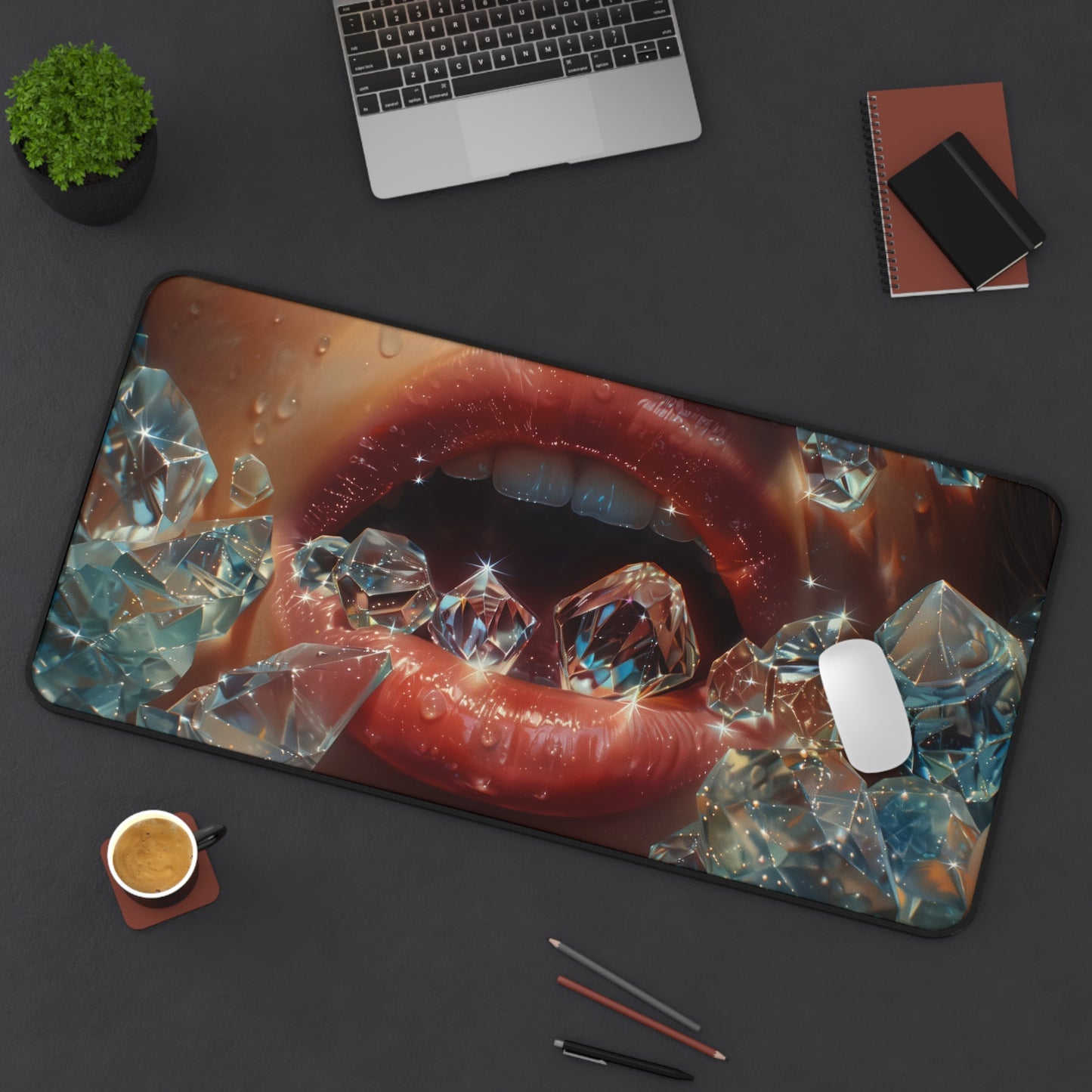 Anime Girl Fan Art – Diamond Mouth Aesthetic Desk Mat by KlickieKeyz