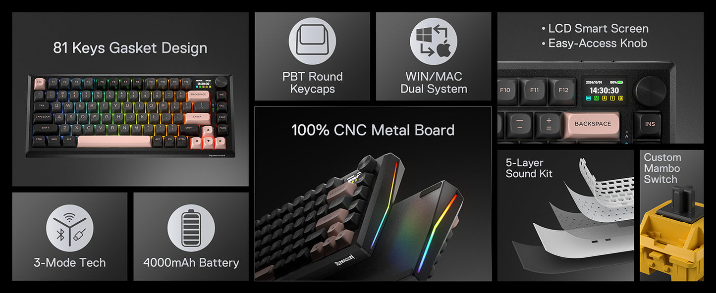 Redragon ECLIPSE K720 PRO CNC Aluminum Gaming Keyboard – Premium Full-Size Mechanical by Redragon | Hosted by KlickieKeyz