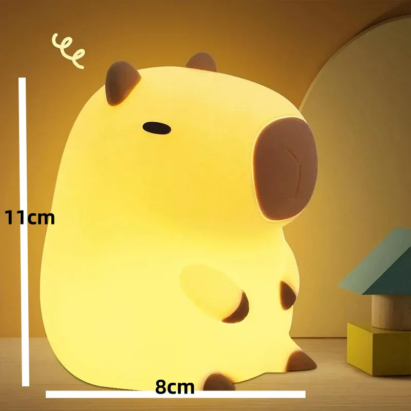 Cute Capybara Silicone Night Light – USB Type-C Rechargeable by KlickieKeyz