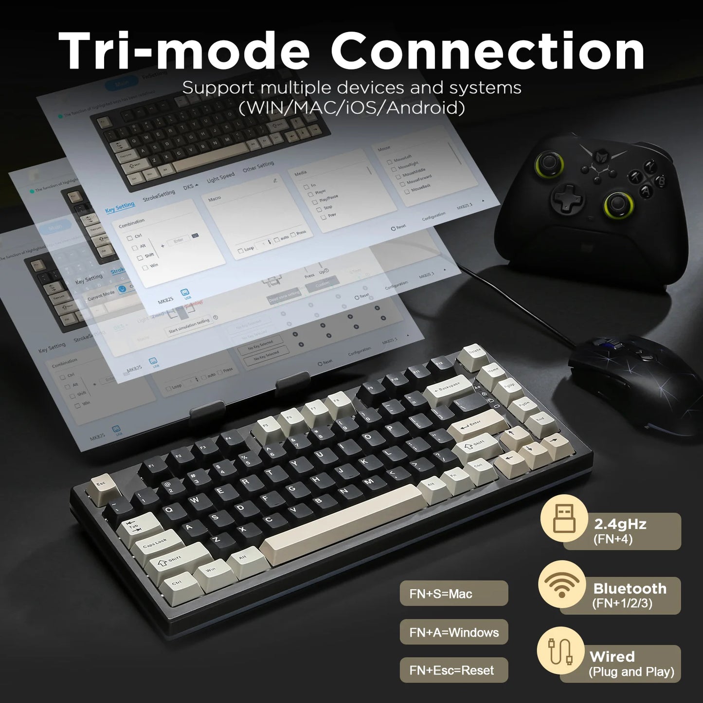YUNZII RT80 Hall Effect 8K Rapid Trigger Mechanical Gaming Keyboard – 82-Key Wireless Adjustable Actuation Magnetic Hot-Swap Keeb hosted by KlickieKeyz