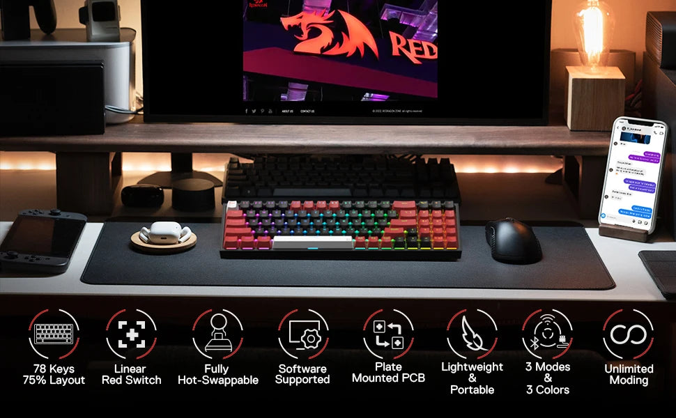 Redragon POLLUX K628 PRO – 75% Wireless Gaming Keyboard hosted by Klickiekeyz
