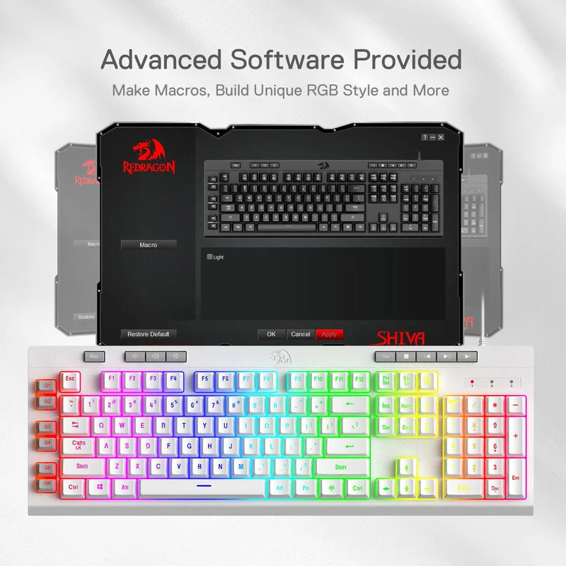 Redragon Shiva K512 RGB Backlit WHITE Membrane or Black Gaming Keyboard by Redragon | Hosted by KlickieKeyz