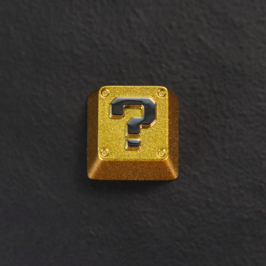 Super Mario Question Block Keycap – Gold Aluminum Keycap by KlickieKeyz