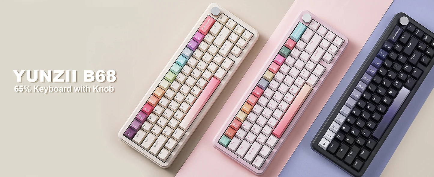 YUNZII B68 Wireless Mechanical Gaming Keyboard – 65% Tri-Mode Gasket-Mounted Keyboard hosted by KlickieKeyz