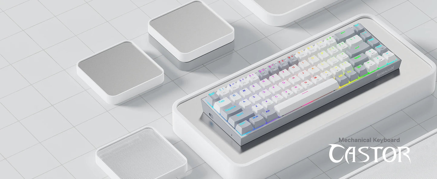 Redragon CASTOR K631 Grey – 65% Wired RGB Gaming Keyboard hosted by Klickiekeyz