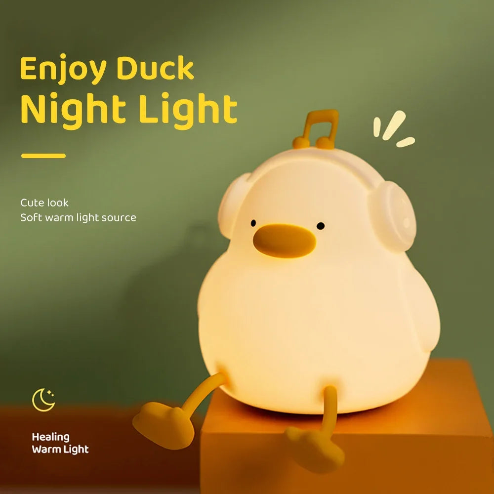 Cute Duck Silicone Night Light with Timer – USB Rechargeable by KlickieKeyz
