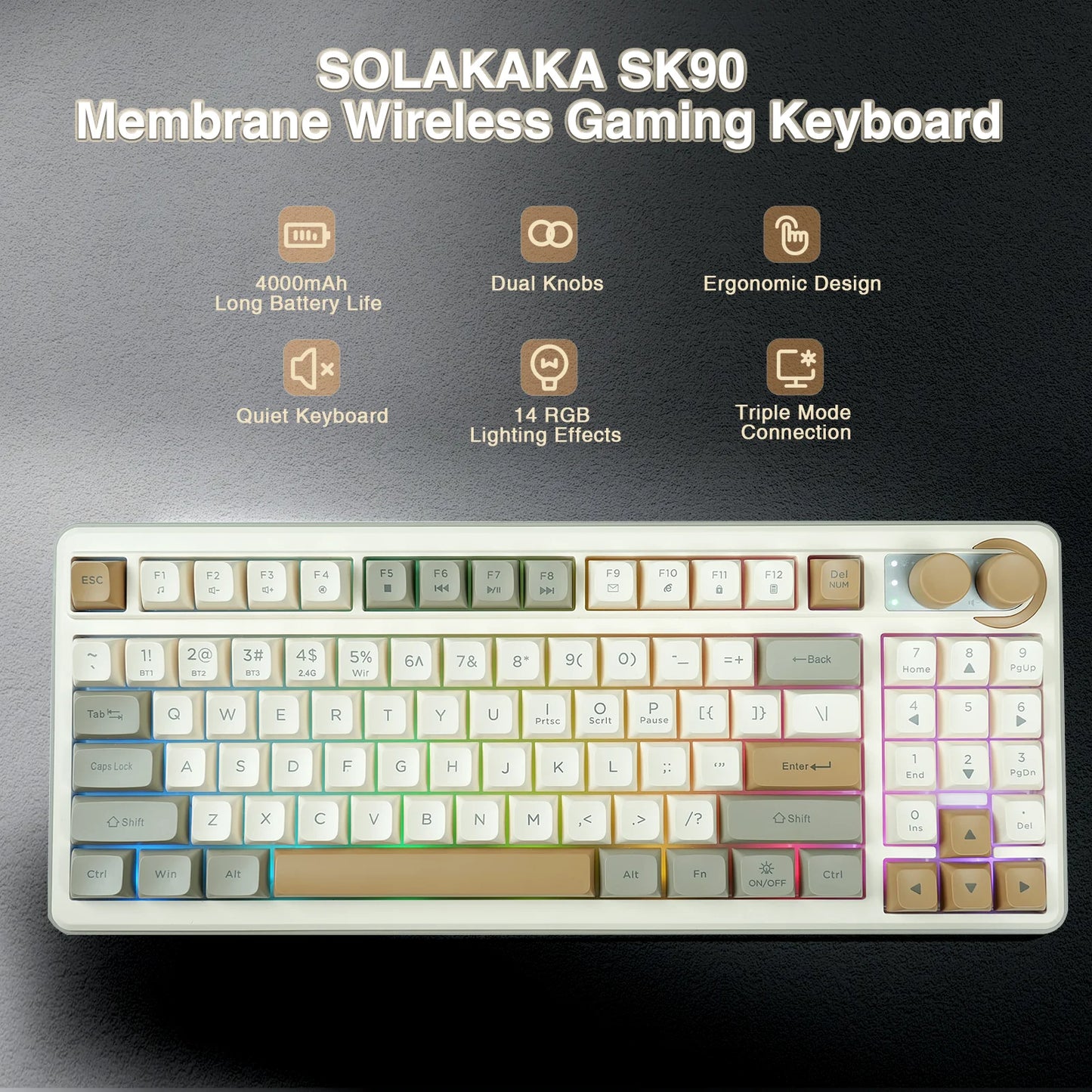 SOLAKAKA SK90 – Tri-Mode Wireless Ergonomic Keyboard hosted by KlickieKeyz
