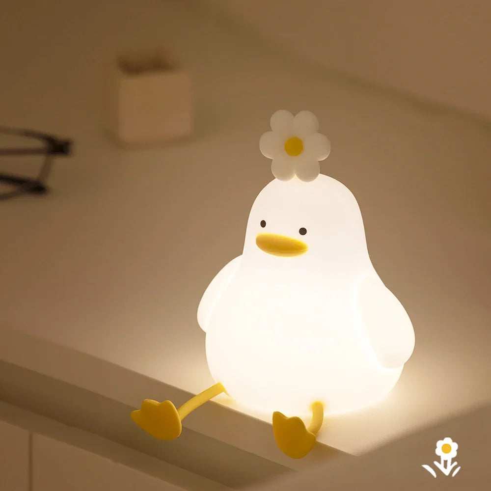 Cute Duck Silicone Night Light with Timer – USB Rechargeable by KlickieKeyz