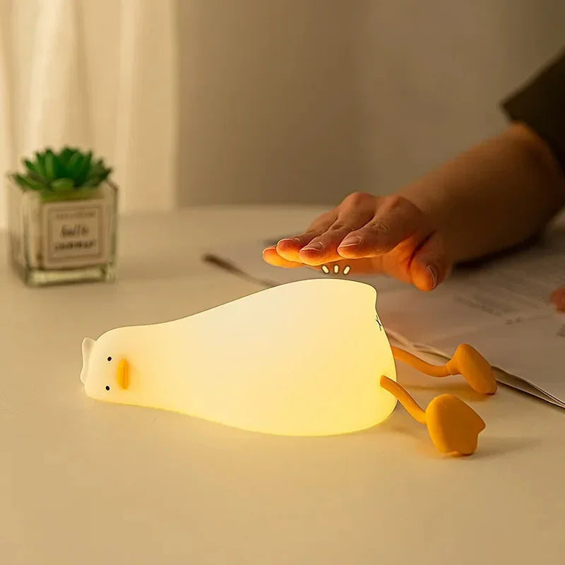 Tired Duck Silicone Decorative Desk Lamp with Moveable Legs – USB Type-C Rechargeable by KlickieKeyz