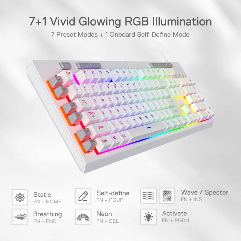 Redragon Shiva K512 RGB Backlit WHITE Membrane or Black Gaming Keyboard by Redragon | Hosted by KlickieKeyz