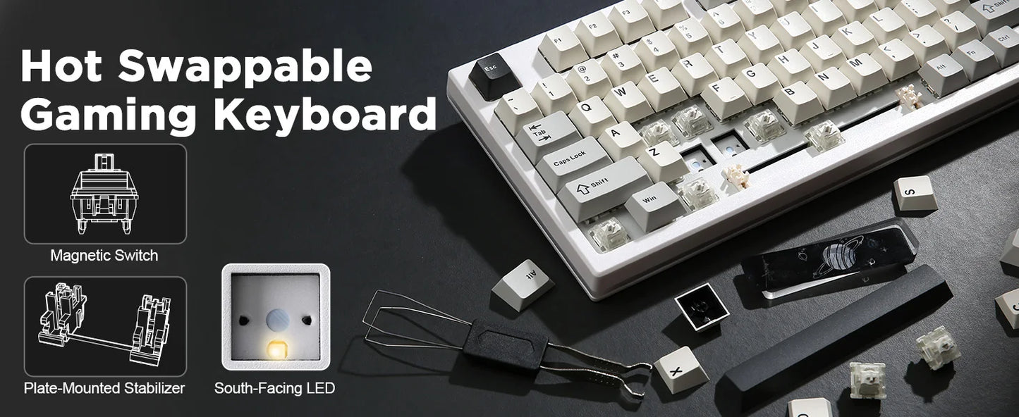 YUNZII RT80 Hall Effect 8K Rapid Trigger Mechanical Gaming Keyboard – 82-Key Wireless Adjustable Actuation Magnetic Hot-Swap Keeb hosted by KlickieKeyz