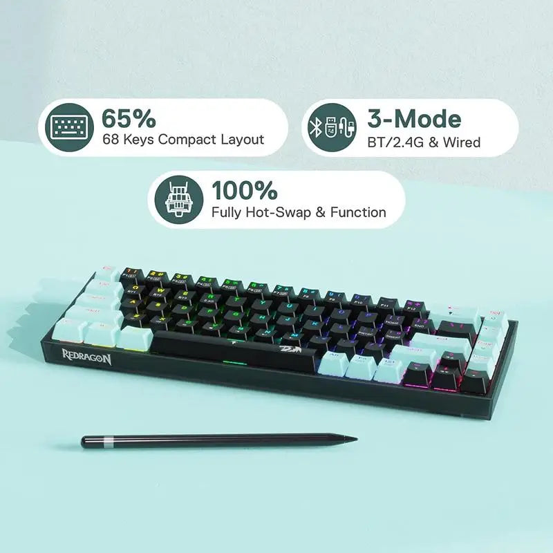 Redragon CASTOR K631 PRO SE Wireless Gaming Keyboard – Green 65% Layout by Redragon | Hosted by KlickieKeyz