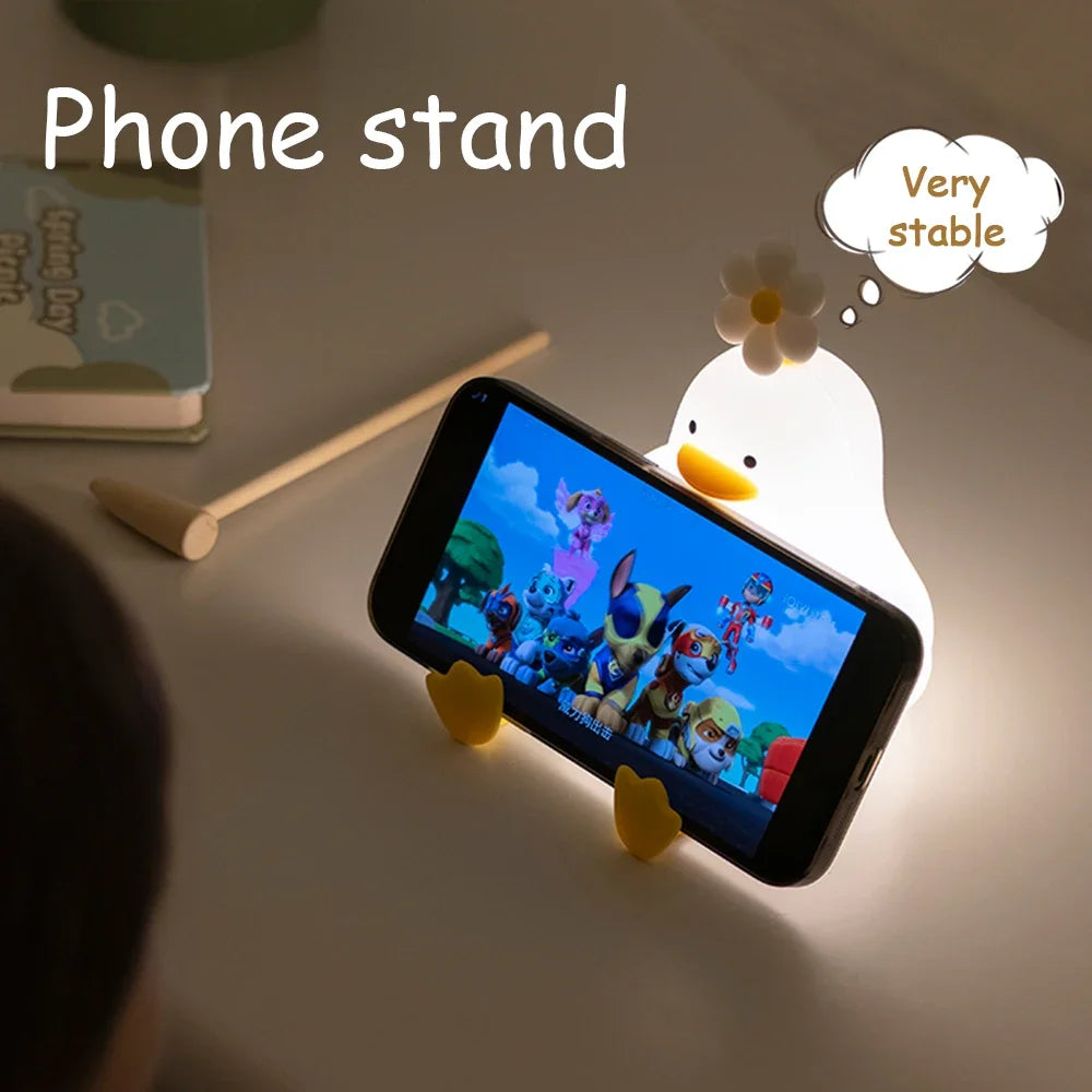 Cute Duck Silicone Night Light with Timer – USB Rechargeable by KlickieKeyz
