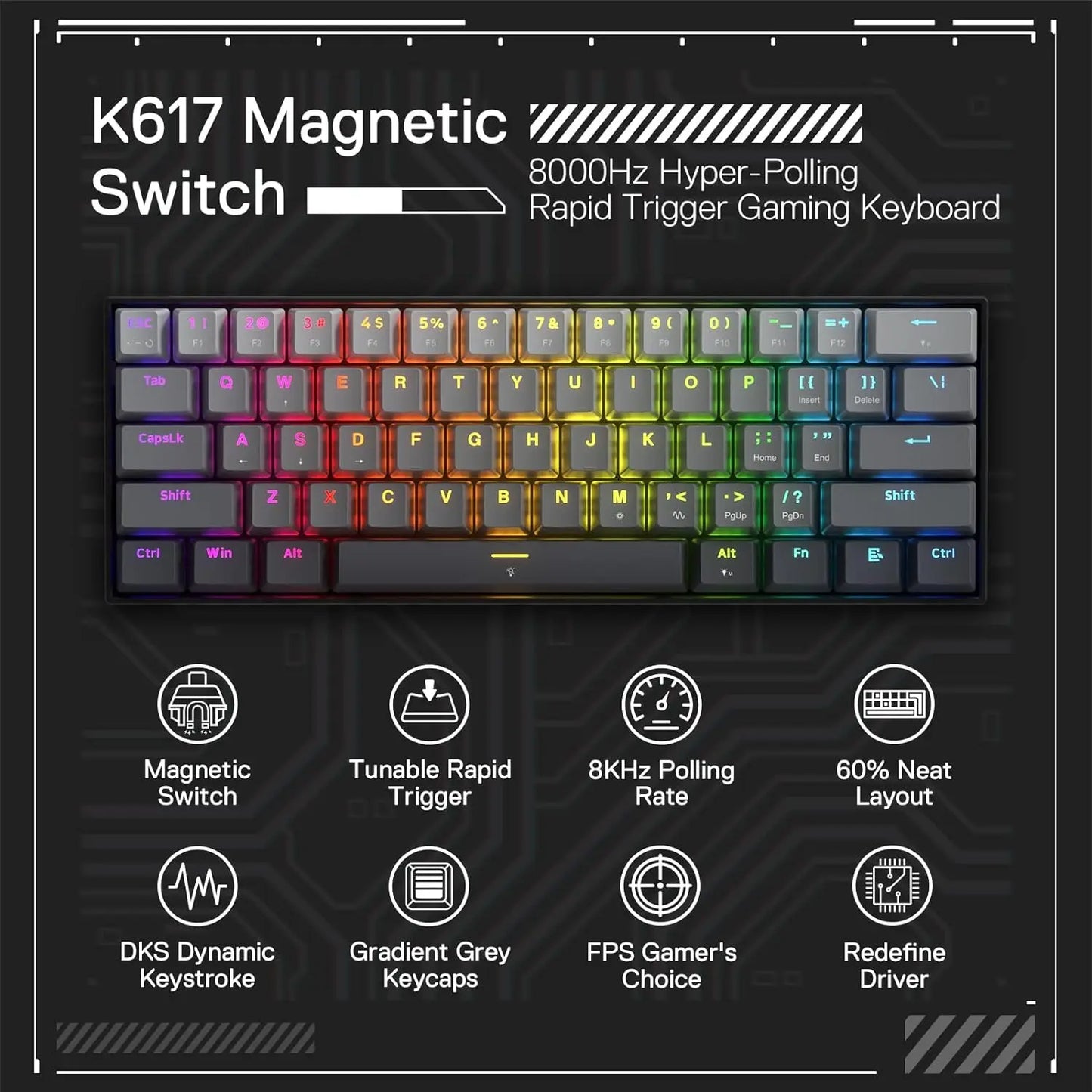 Redragon FIZZ K617 – 60% Magnetic Hall Effect Keyboard hosted by KlickieKeyz