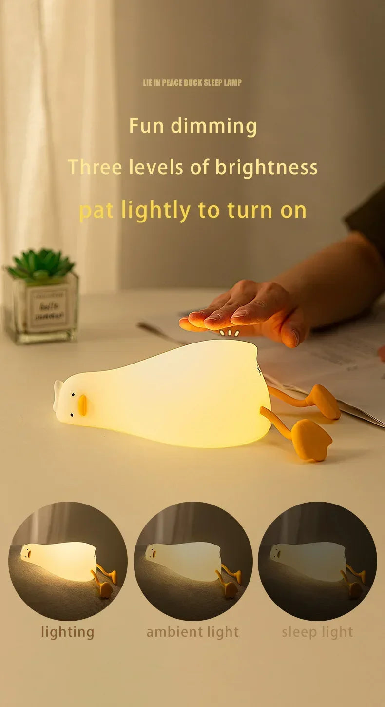Tired Duck Silicone Decorative Desk Lamp with Moveable Legs – USB Type-C Rechargeable by KlickieKeyz