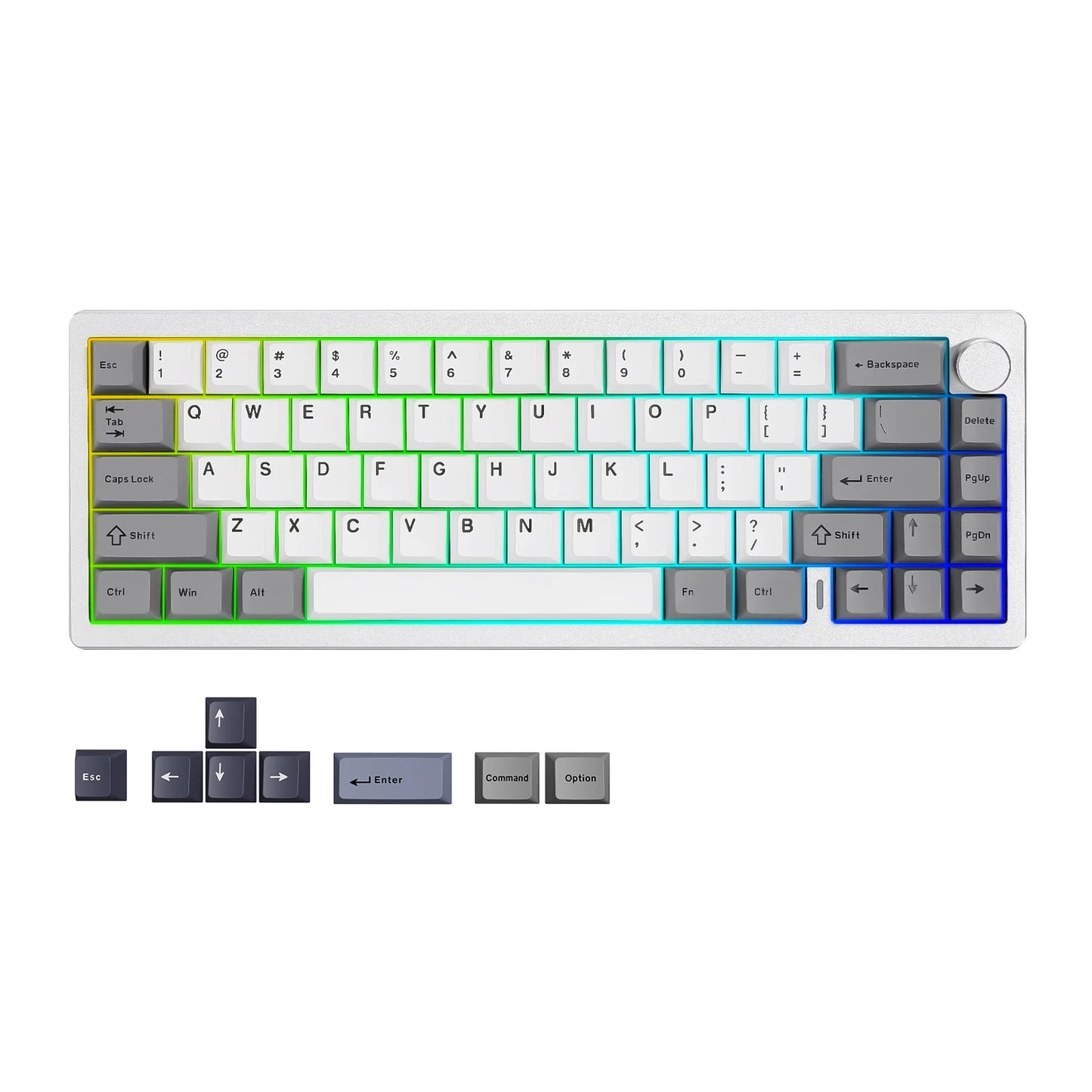 YUNZII AL68 Silver Wireless Custom Mechanical Keyboard – 65% Aluminum Gasket-Mounted Keyboard with Knob hosted by KlickieKeyz
