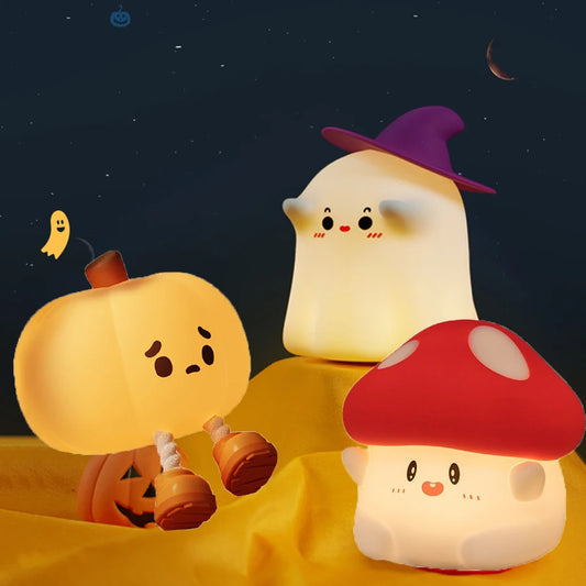 Boo the Ghostie, Jack the Lantern, and Mushi the Mushroom – Cute Silicone Decorative Desk Lamps by KlickieKeyz