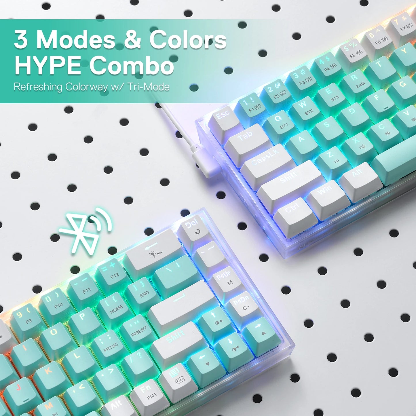 Redragon CASTOR K631 PRO – 65% Mint & White Wireless Keyboard hosted by KlickieKeyz