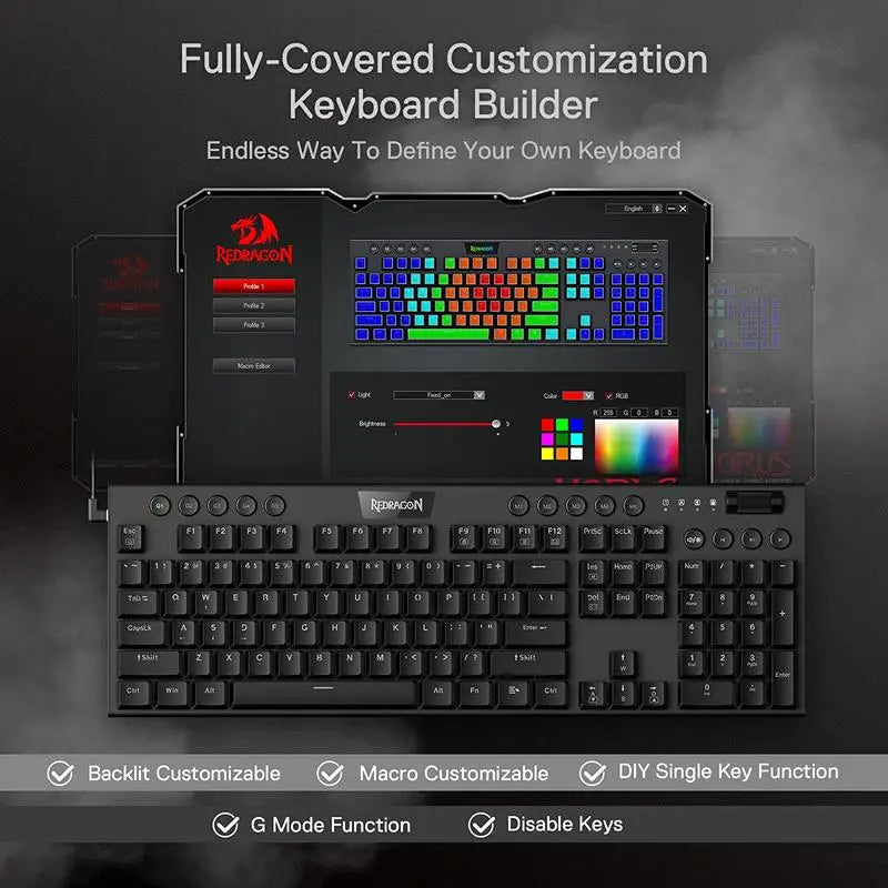 Redragon HORUS K619 – Full-Size Wired Gaming Keyboard hosted by KlickieKeyz