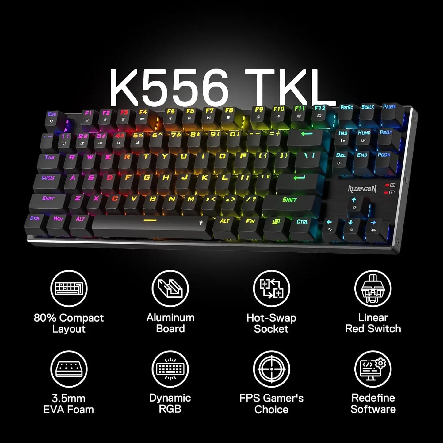 Redragon DHARMA K556 TKL – 80% Mechanical Keyboard hosted by KlickieKeyz