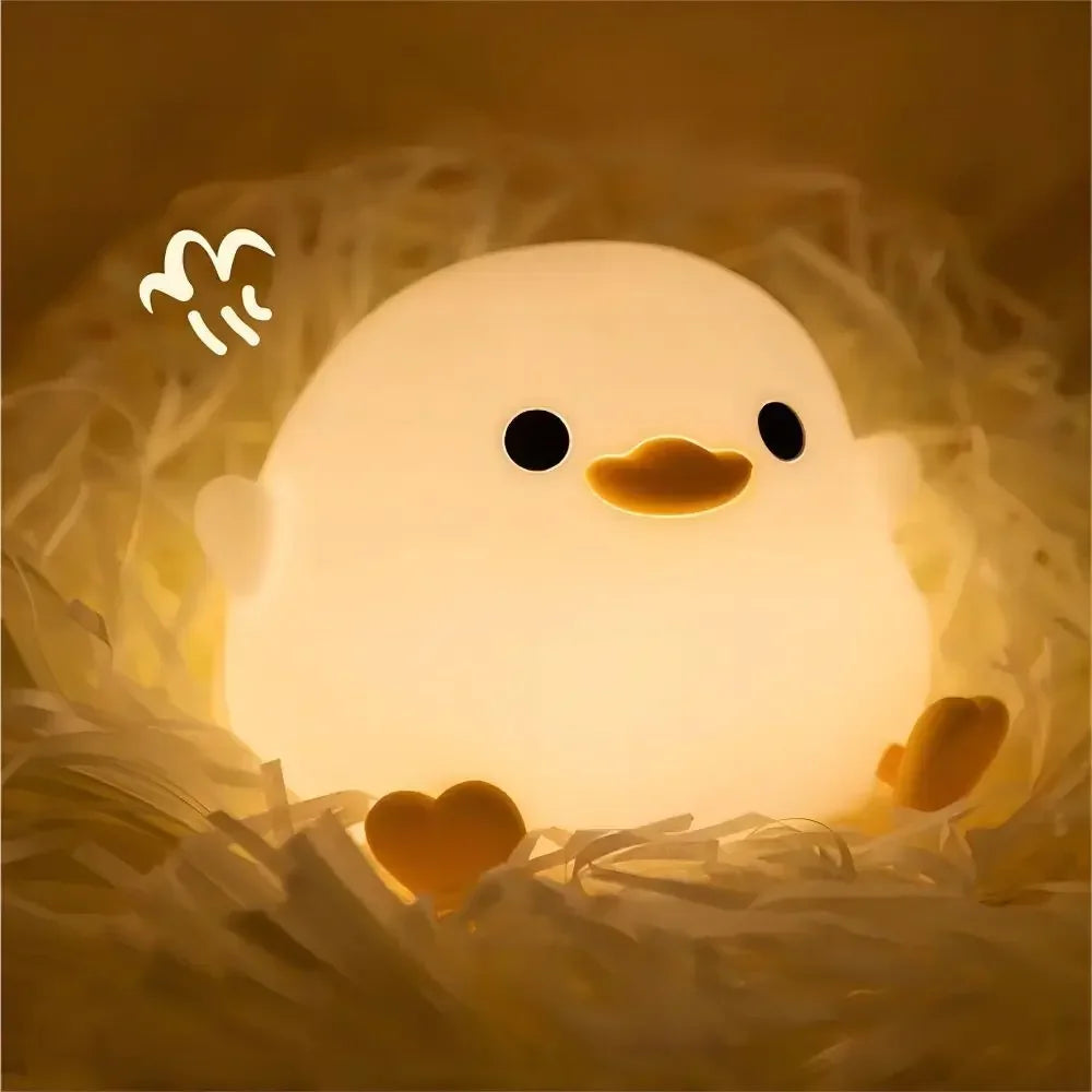 Cute Duck Silicone Night Light with Timer – USB Rechargeable by KlickieKeyz