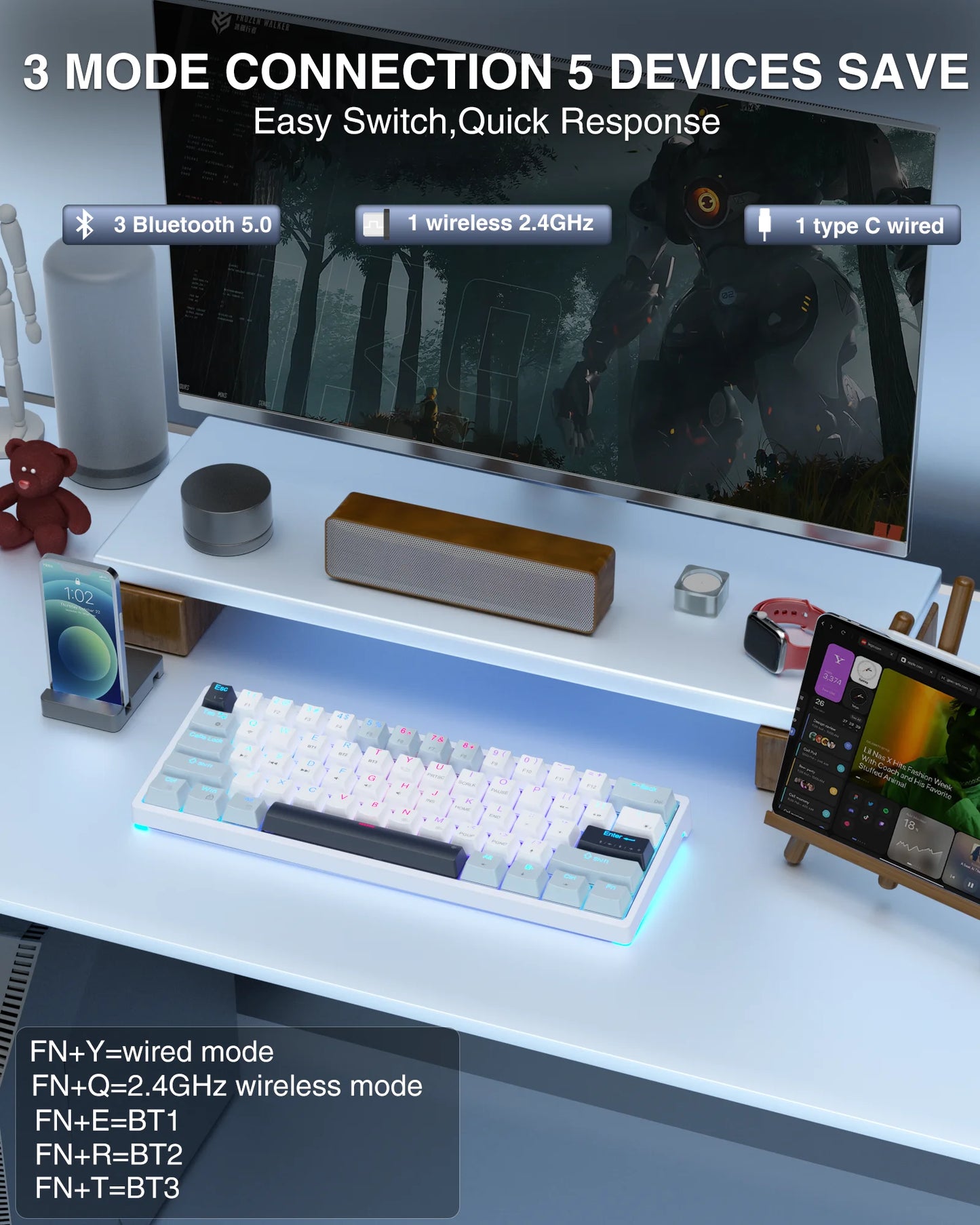 SOLAKAKA SK961 – 60% Tri-Mode Gaming Mechanical Keyboard hosted by KlickieKeyz