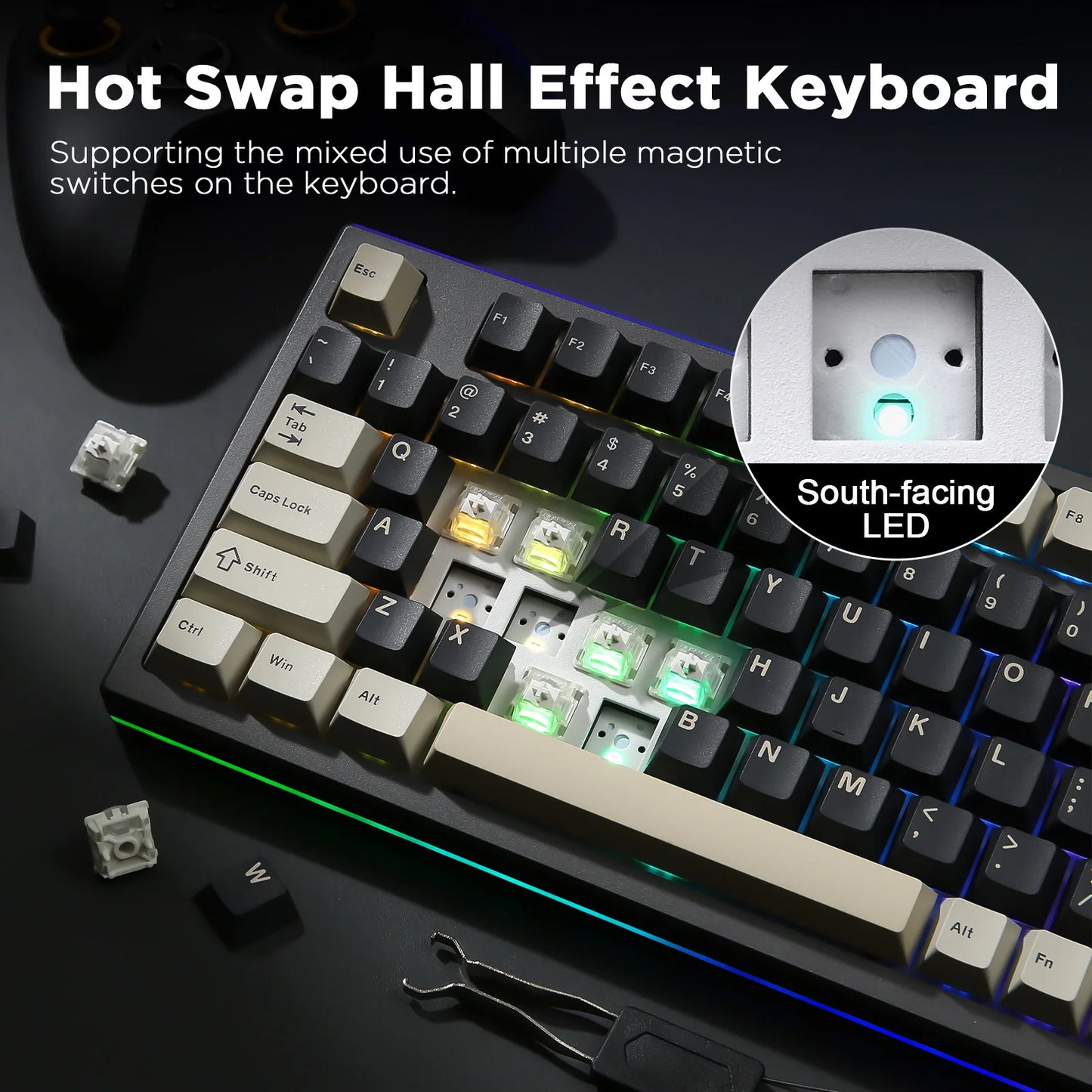 YUNZII RT80 Hall Effect 8K Rapid Trigger Mechanical Gaming Keyboard – 82-Key Wireless Adjustable Actuation Magnetic Hot-Swap Keeb hosted by KlickieKeyz