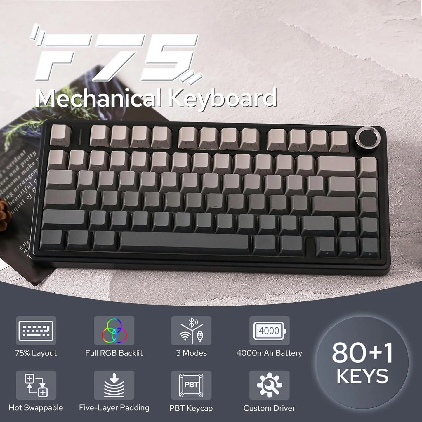 AULA F75 Pro Gasket Mounted Wireless Mechanical Keyboard – hosted by KlickieKeyz