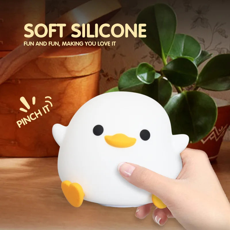Cute Duck Silicone Night Light with Timer – USB Rechargeable by KlickieKeyz
