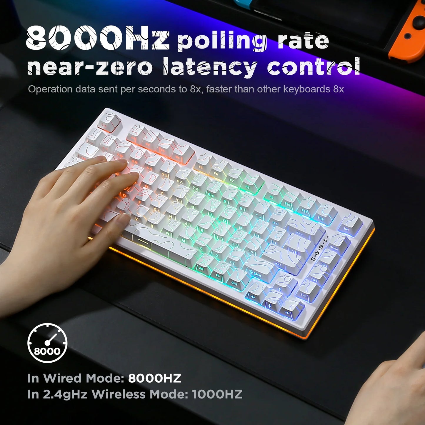 YUNZII RT80 Hall Effect 8K Rapid Trigger Mechanical Gaming Keyboard – 82-Key Wireless Adjustable Actuation Magnetic Hot-Swap Keeb hosted by KlickieKeyz