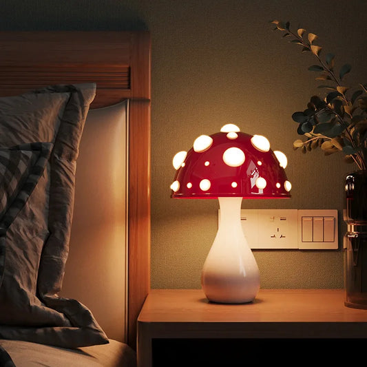 Shiitake Mushroom Desk Light – Amanita-Style LED Lamp by KlickieKeyz G9 Tricolor Bulb | AC or USB DC Powered
