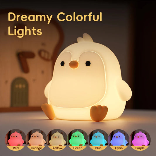 Penguin Color-Changing Silicone Decorative Desk Lamp – USB Type-C Rechargeable by KlickieKeyz