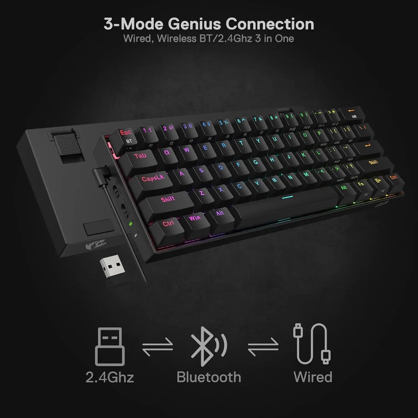 Redragon DRACONIC K530 PRO – 60% Wireless Mechanical Keyboard (Brown Switches) hosted by KlickieKeyz