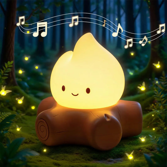 Campfire Silicone Decorative Desk Lamp – USB Type-C Rechargeable with 5 Ambient Sounds by KlickieKeyz