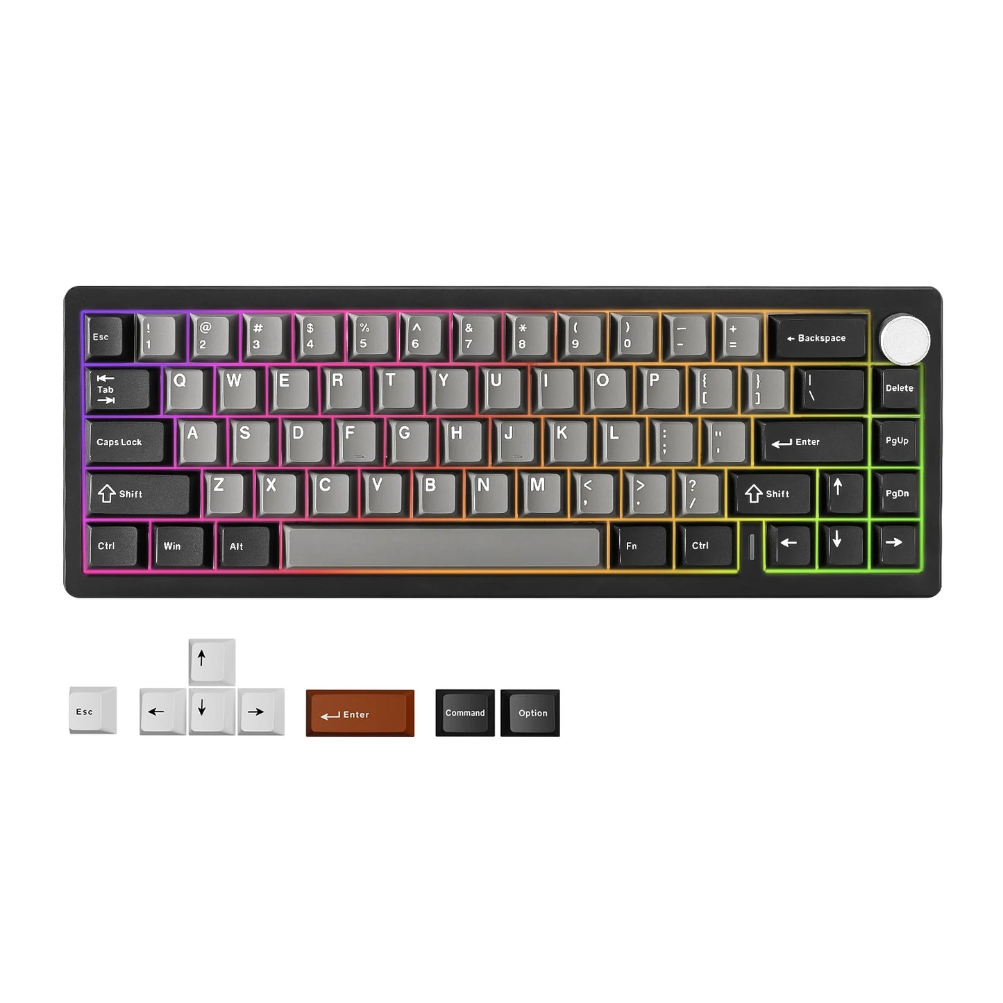 YUNZII AL68 Silver Wireless Custom Mechanical Keyboard – 65% Aluminum Gasket-Mounted Keyboard with Knob hosted by KlickieKeyz