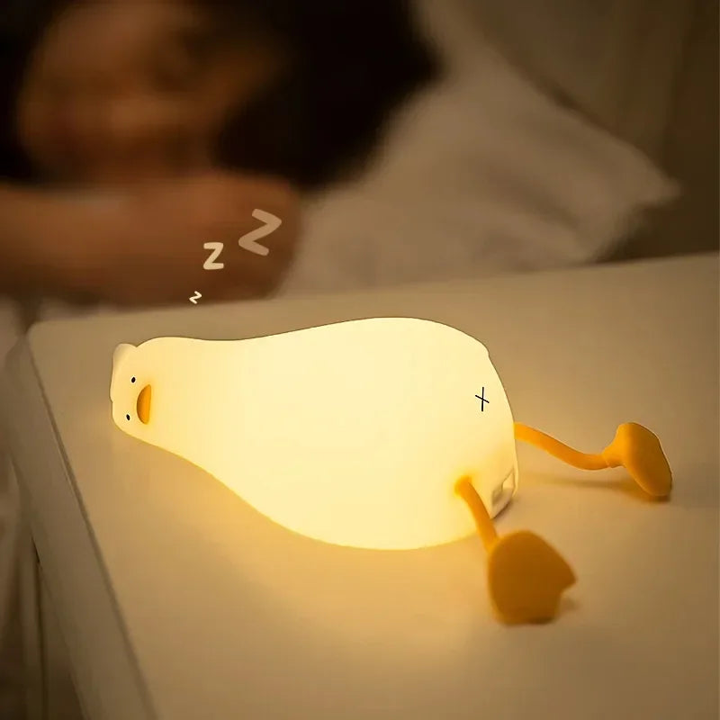 Tired Duck Silicone Decorative Desk Lamp with Moveable Legs – USB Type-C Rechargeable by KlickieKeyz