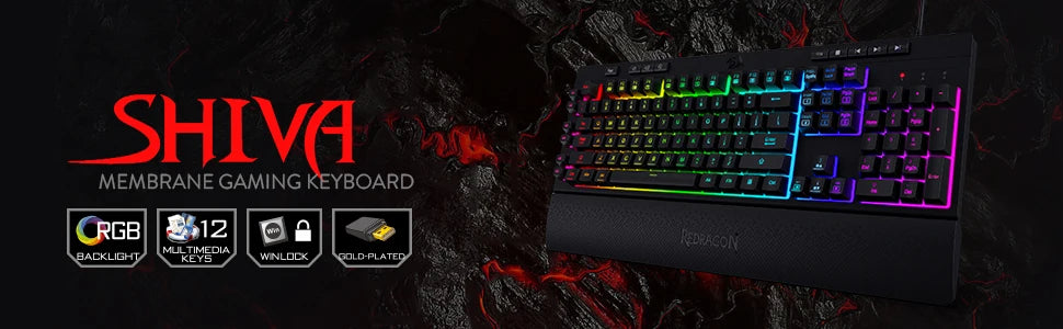 Redragon Shiva K512 RGB Backlit WHITE Membrane or Black Gaming Keyboard by Redragon | Hosted by KlickieKeyz