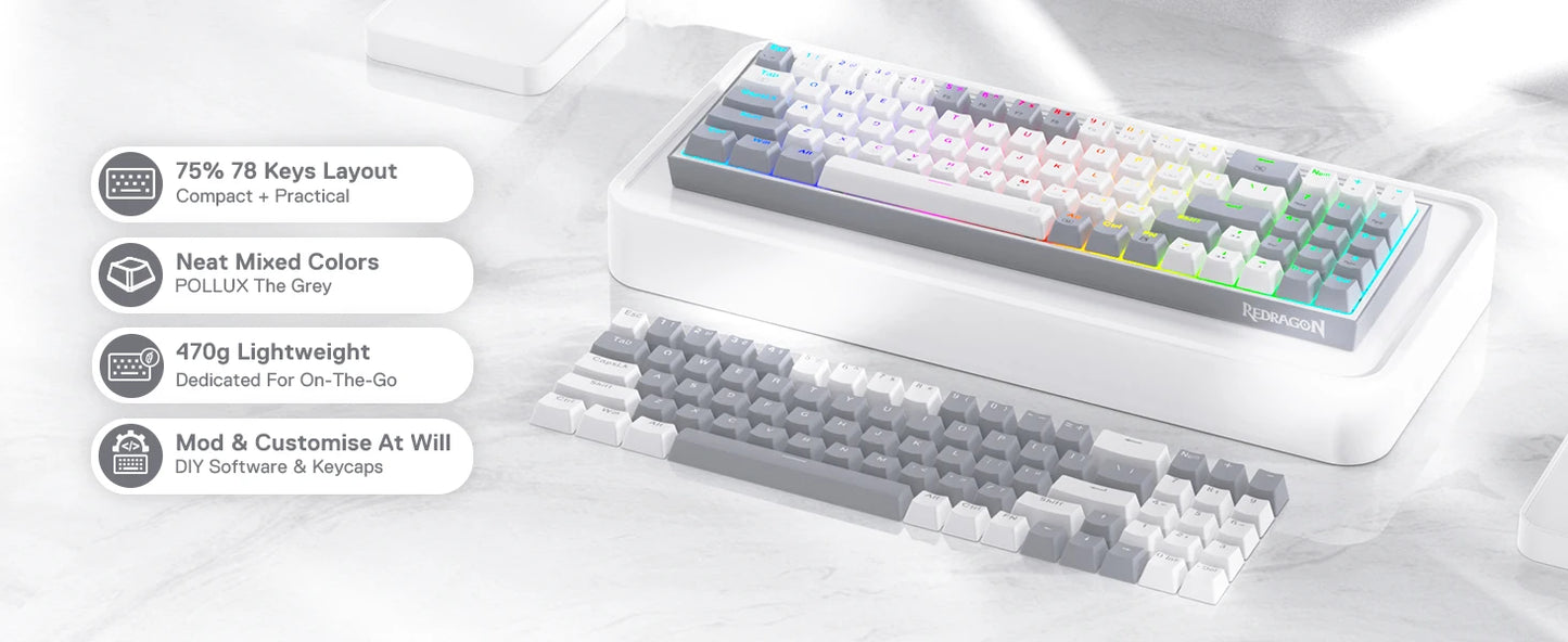 Redragon POLLUX K628 – 75% Wired Mechanical Keyboard hosted by KlickieKeyz
