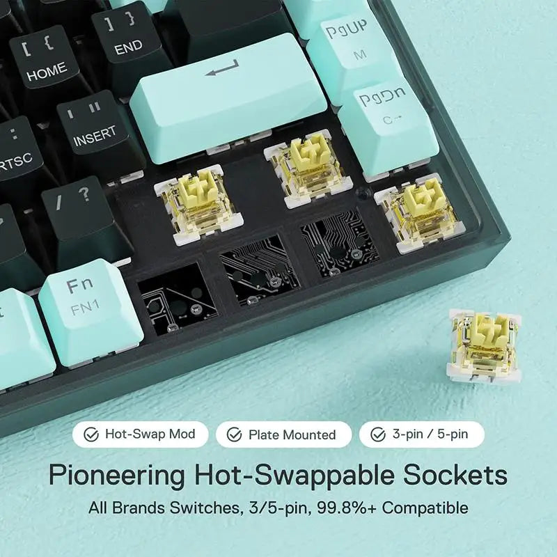 Redragon CASTOR K631 PRO SE Wireless Gaming Keyboard – Green 65% Layout by Redragon | Hosted by KlickieKeyz