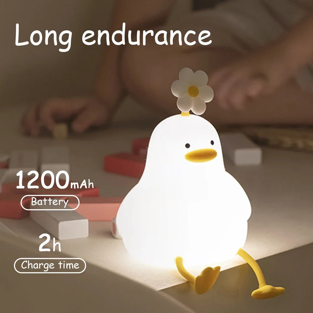 Cute Duck Silicone Night Light with Timer – USB Rechargeable by KlickieKeyz