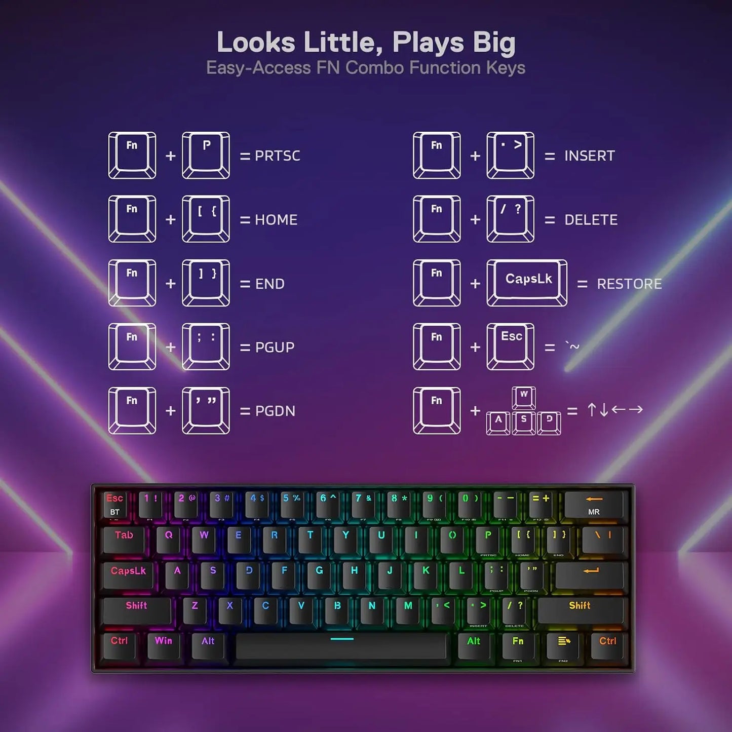 Redragon DRACONIC K530 PRO – 60% Wireless Mechanical Keyboard (Brown Switches) hosted by KlickieKeyz